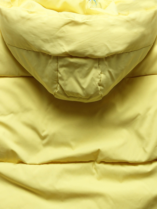 Żółta zimowa długa kurtka płaszczyk z kapturem