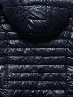 Granatowa pikowana przejściowa kurtka z kapturem