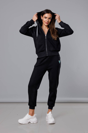 Czarny dres komplet fitness z kapturem