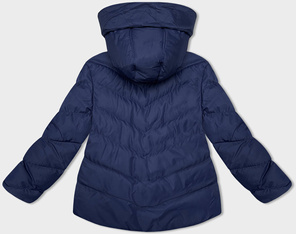 Granatowa pikowana kurtka z kapturem