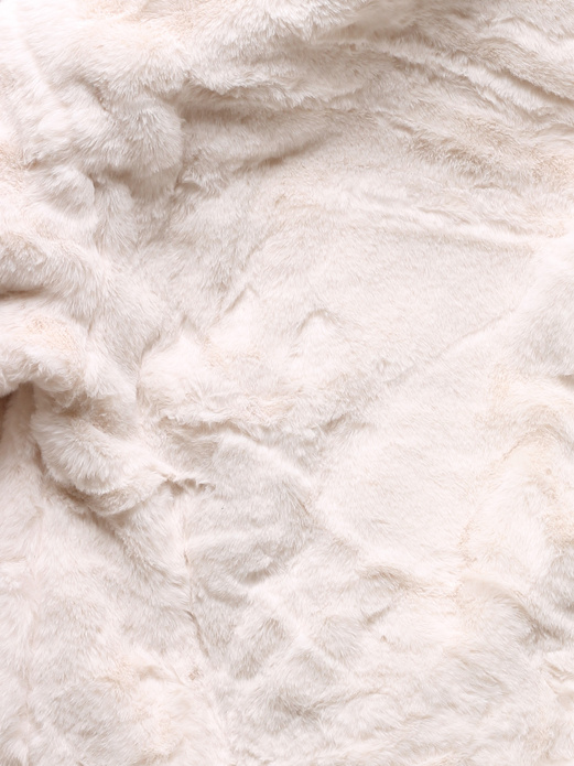 Ecru kurtka futerko damskie z kołnierzem