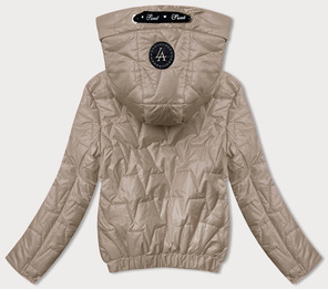 Beżowa krótka przejściowa kurteczka z kapturem