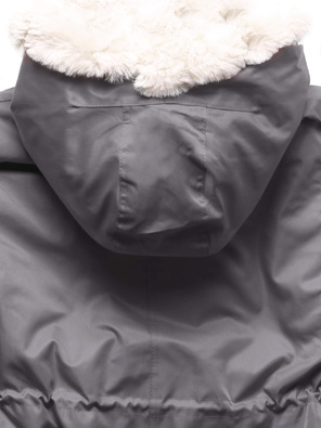 Grafitowa ciepła kurtka parka na misiu z kapturem