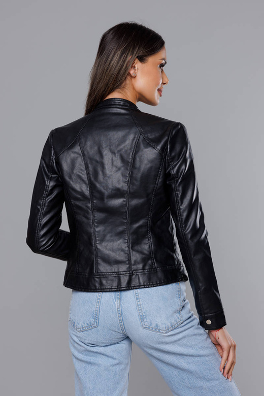 Czarna gładka kurtka ekoskóra ramoneska