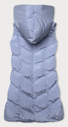 Wrzosowy pikowany bezrękawnik kamizelka z kapturem