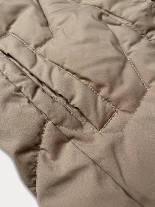 Beżowy bezrękawnik kamizelka damska z kapturem