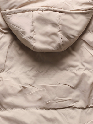 Beżowo czarna dwustronna damska kurtka przejściowa z kapturem