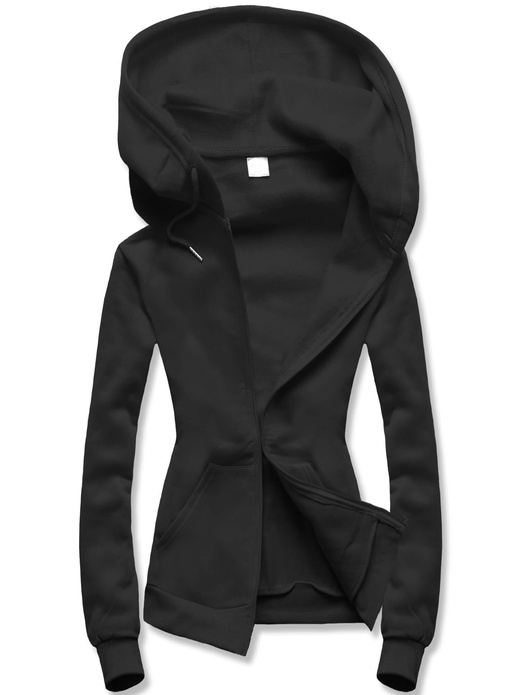 Czarna damska rozpinana bluza z kapturem basic