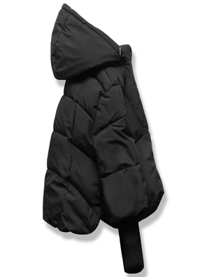 Czarna unikalna damska pikowana kurtka z długimi ściągaczami