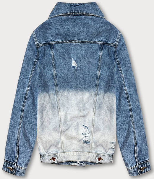 Niebieska kurtka ombre z przetarciami zapinana na guziki