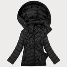 Czarny damski luźny pikowany płaszcz