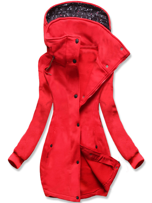 Czerwona długa damska bluza z kapitalną stójką