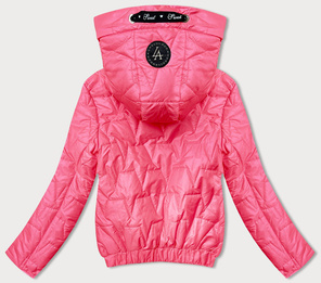 Różowa krótka przejściowa kurteczka z kapturem