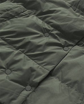 Ciemnozielona zimowa pikowana kurteczka z kołnierzem