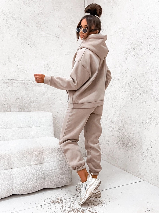 Cappucino damski welurowy kapitalny gładki dres komplet