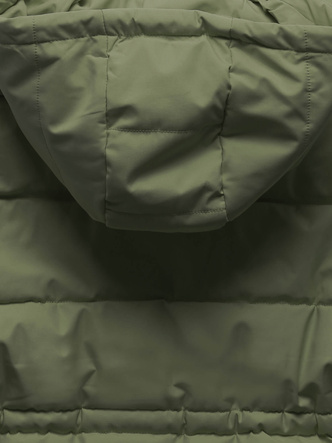 Khaki ciepły długi pikowany bezrękawnik puchowy zimowy