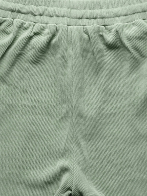 Miętowy prążkowany dres komplet z kapturem