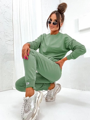 Beżowy damski gładki dres komplet