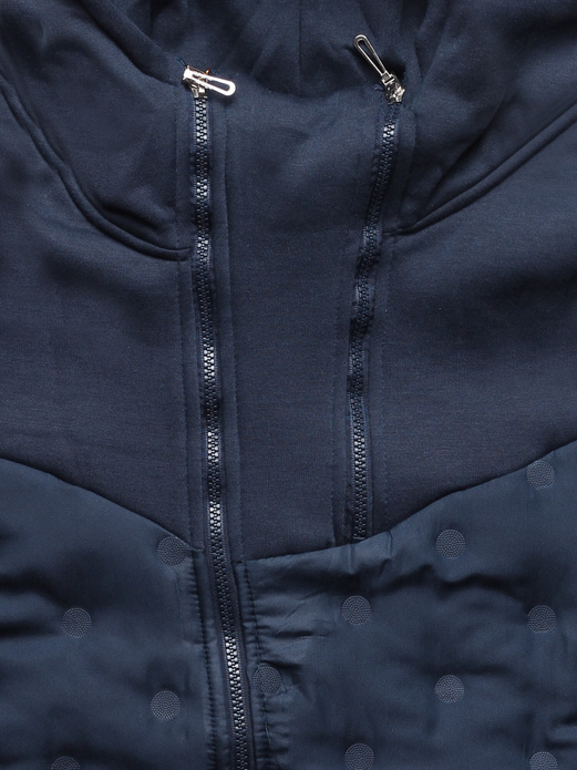 Granatowa damska bluza ze stójką łączone materiały