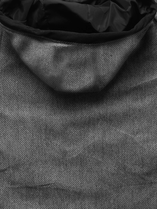 Czarna damska kurtka przejściowa z kapturem w paseczki