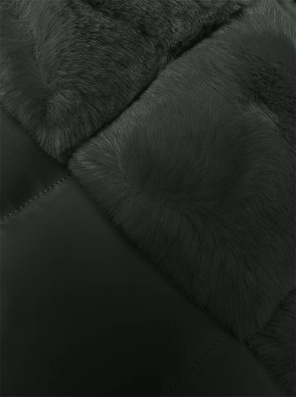 Zielony zimowy pikowany płaszczyk kurtka z futerkiem