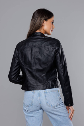 Czarna kurtka ekoskóra ramoneska wyszczuplający krój