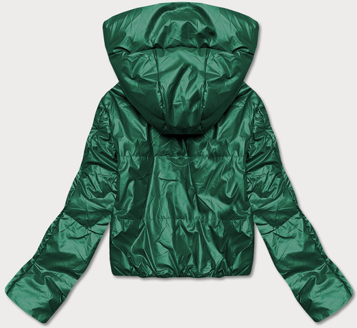 Zielona błyszcząca kurtka przejściowa na suwak