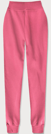 Różowe damskie dresowe spodnie casualowe z kieszeniami i ściągaczem