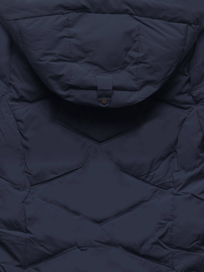 Granatowa fenomenalnie pikowana ciepła damska kurtka na futrze