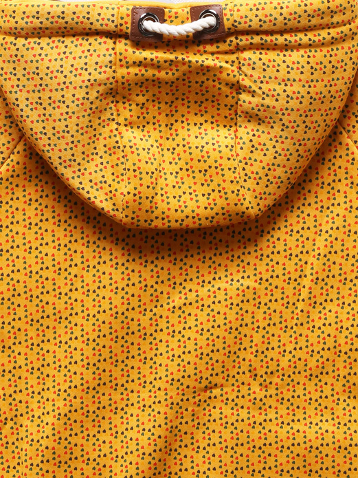 Żółta genialna bluza damska z kapturem w malutkie serduszka