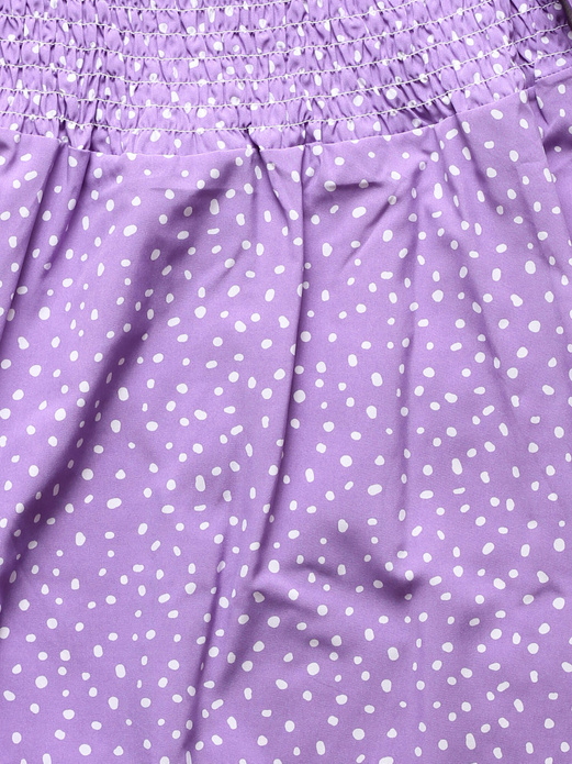 Fioletowa cudowna sukienka damska z bufiastymi rękawami