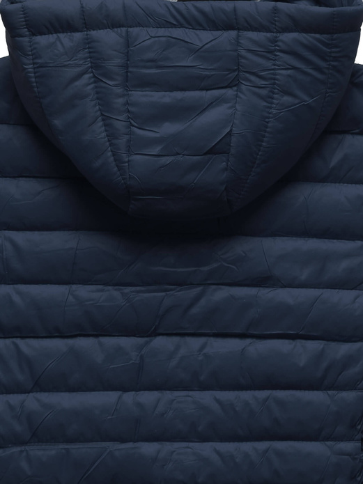 Granatowa pikowana kamizelka z odpinanym kapturem