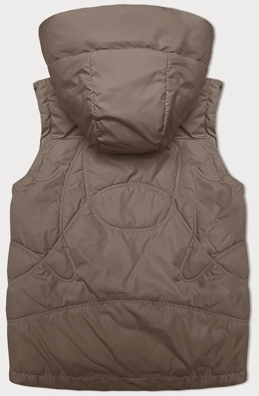 Beżowa damska oversizowa kamizelka z kapturem