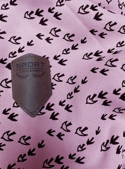 Różowa rozpinana bluza damska z kapturem w jaskółki