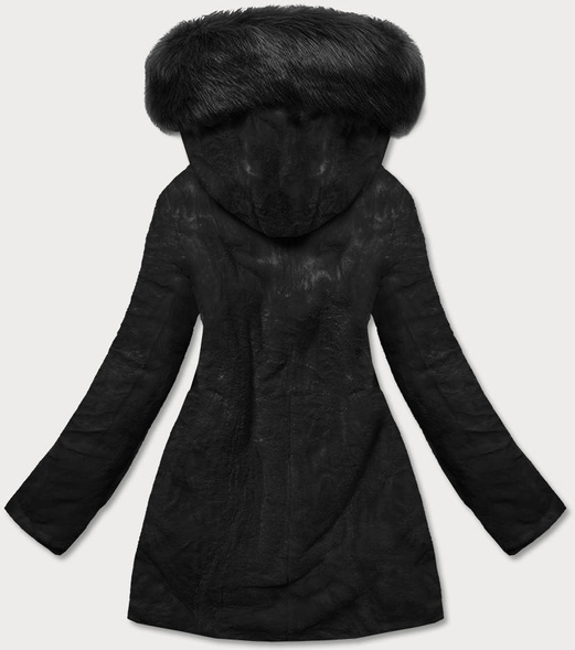 Czarna dwustronna zimowa parka na futrze