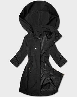 Czarny damski luźny pikowany płaszcz 