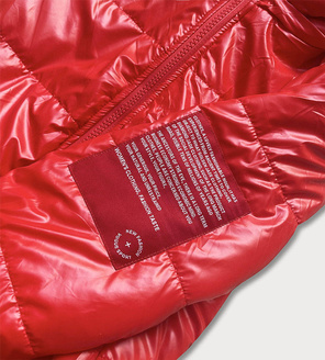 Czerwona kurtka zapinana na suwak wykończenie modna kratka