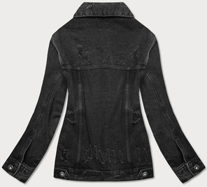 Damska kurtka jeansowa z przetarciami czarna (34761a)