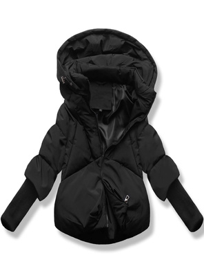 Czarna unikalna damska pikowana kurtka z długimi ściągaczami