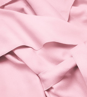 Pudrowy róż lekki stylowy wiązany płaszczyk narzutka