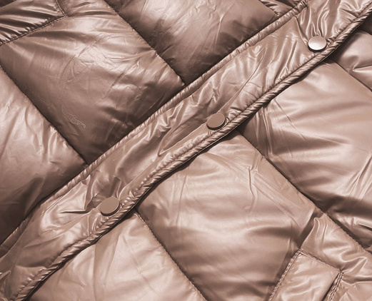 Jasnobrązowa krótka damska pikowana kurtka zimowa