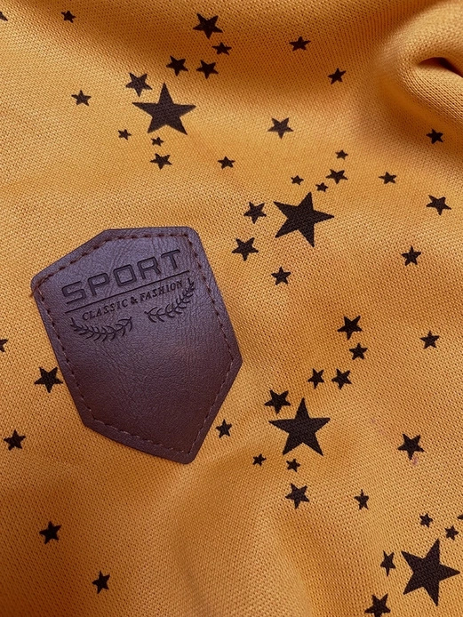 Żółta w gwiazdki bluza damska z kapturem zapinana na suwak