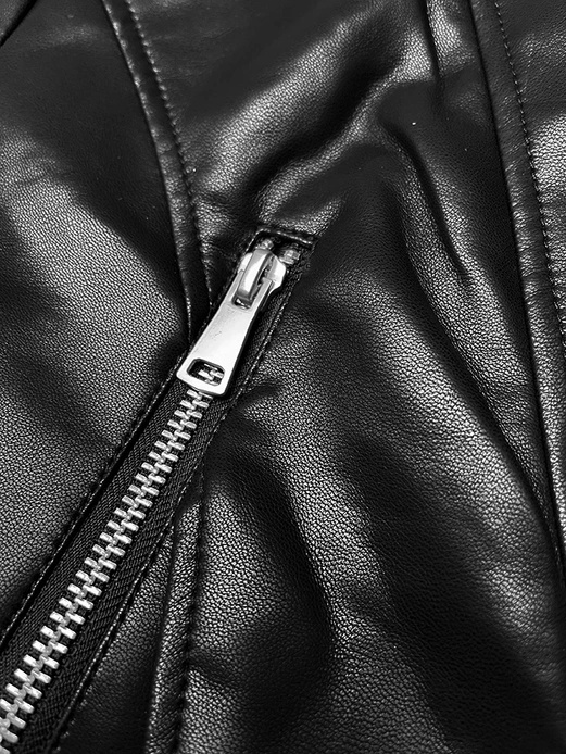 Czarna fantastyczna damska ramoneska kurtka skóra stójka