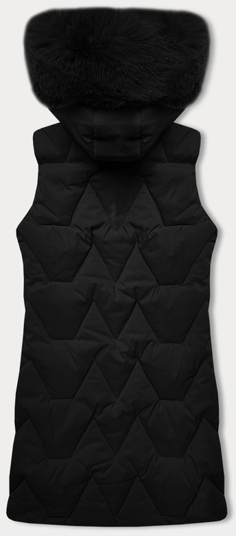 Czarny bezrękawnik kamizelka damska z kapturem