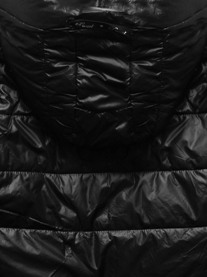 Czarna krótka modna pikowana kurtka damska ściągacze