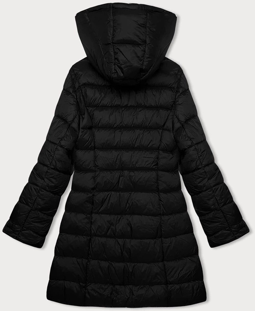 Czarna przejściowa pikowana damska kurtka z kapturem