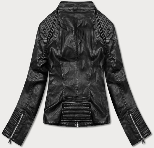 Czarna ramoneska kurtka ekoskóra ze stójką zapinana na suwak