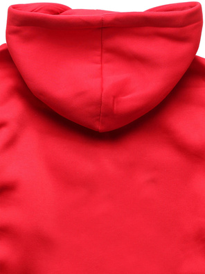 Czerwona długa sportowa bluza damska z lampasami i kapturem