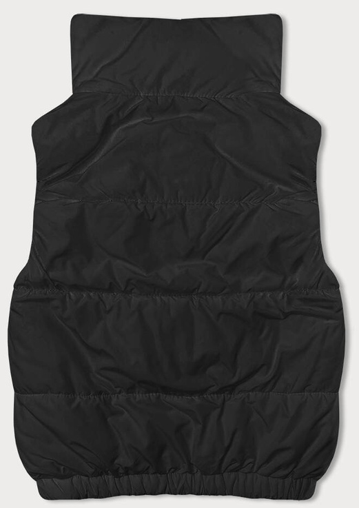 Czarny bezrękawnik kamizelka ze stójką z zdobną podszewką