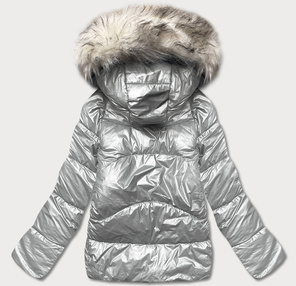 Szara krótka pikowana kurtka zimowa